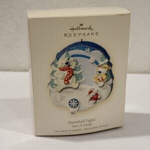 Vintage Hallmark Ornament 2008 SNOWBALL FIGHT! Christmas Unique Gift T17